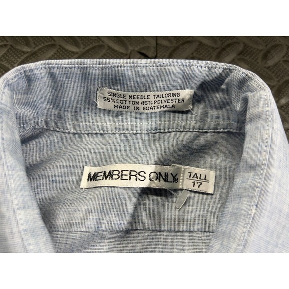 Members Only Shirt Adult Extra Large Tall Blue Button Up Short Sleeve Preppy Men - Picture 10 of 13